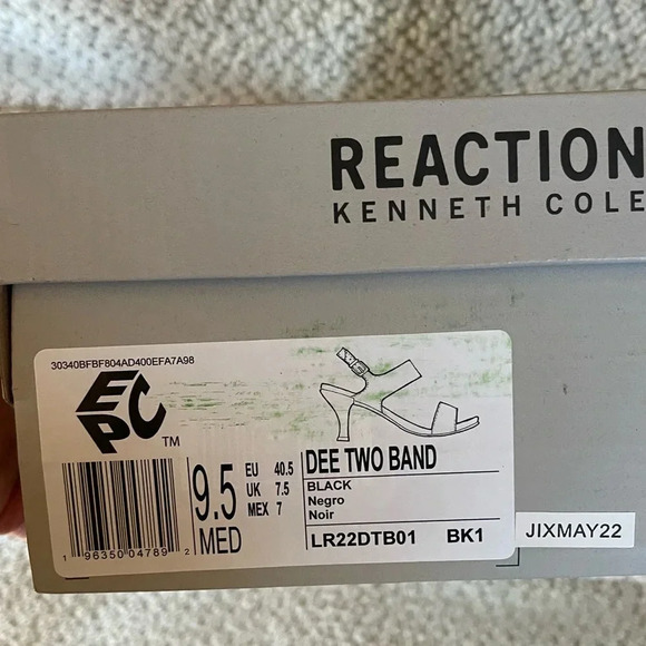 Kenneth Cole Reaction Black Croc Embossed Dee Two Band Slingback Heel - Picture 8 of 8